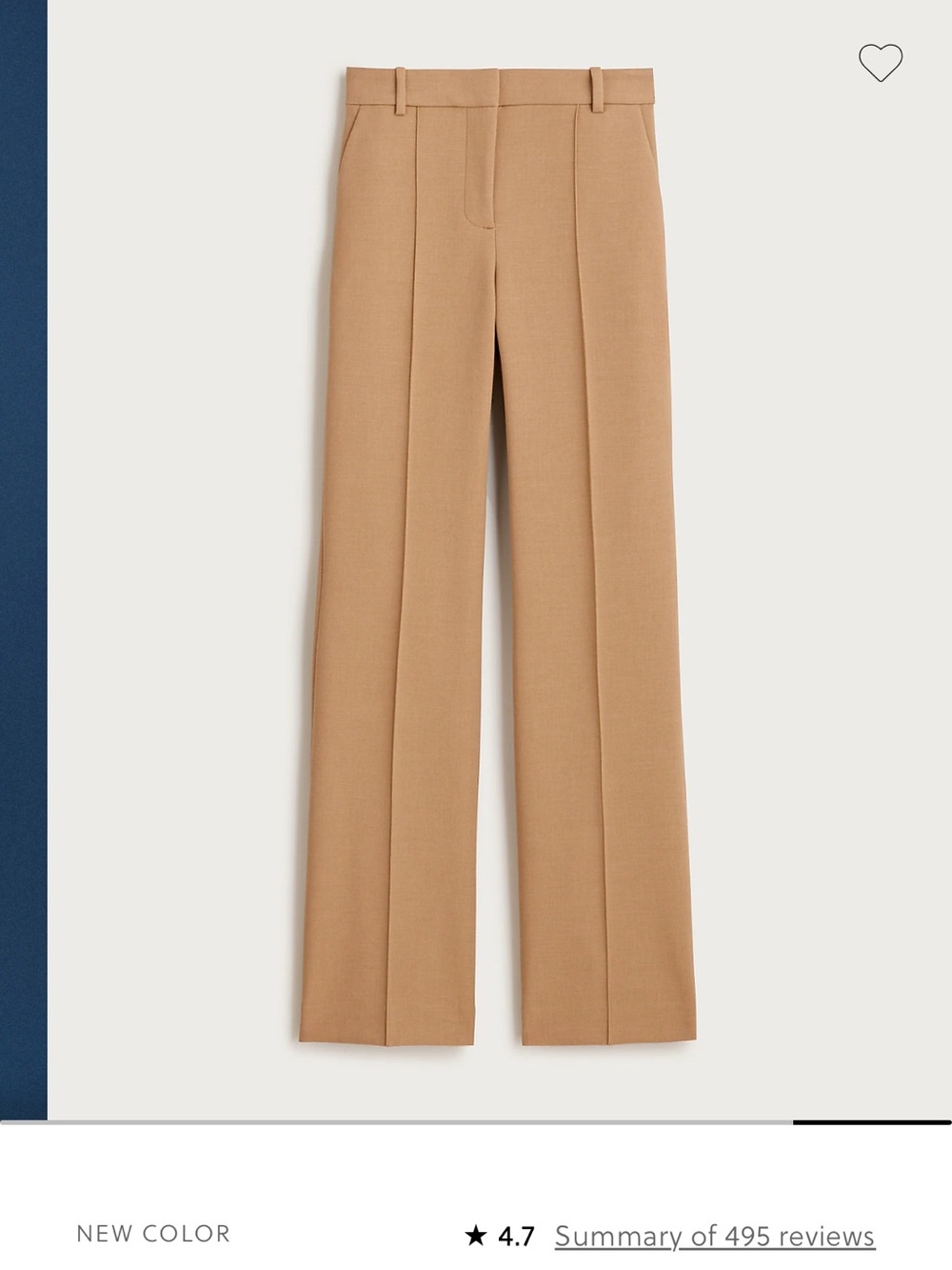 J. Crew Natalia Camel straight -Leg High-Rise Trousers